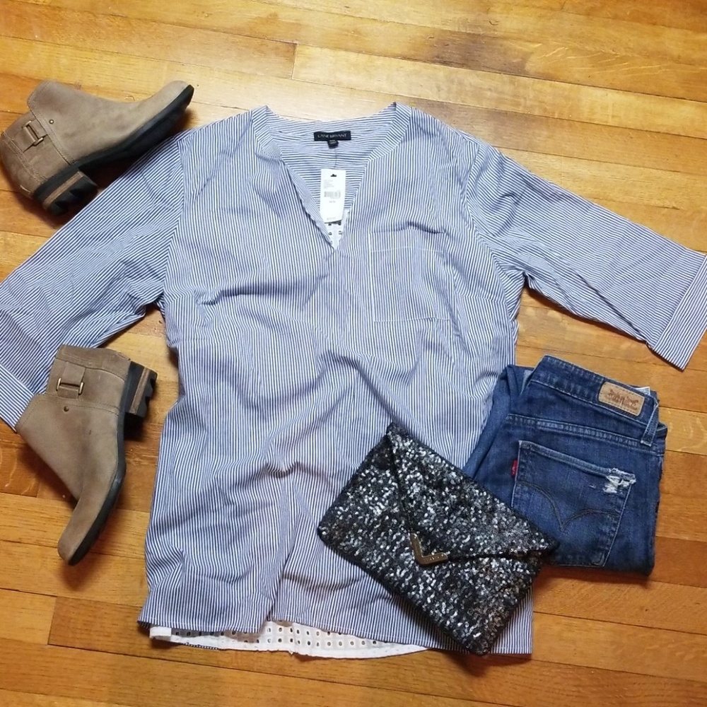 Adorable Stripe and Eyelet Top